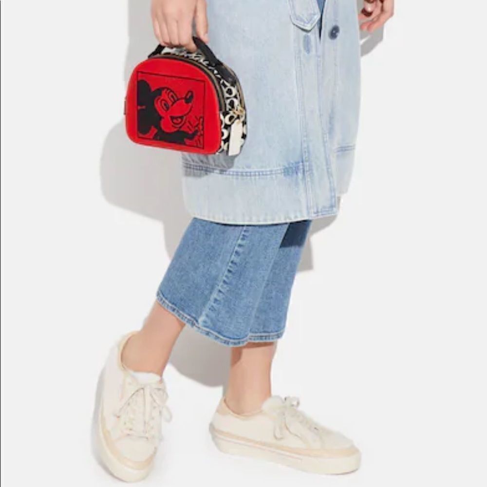 Coach Disney Mickey Mouse X Keith Haring Serena Satchel Red NWT - Picture 6 of 10